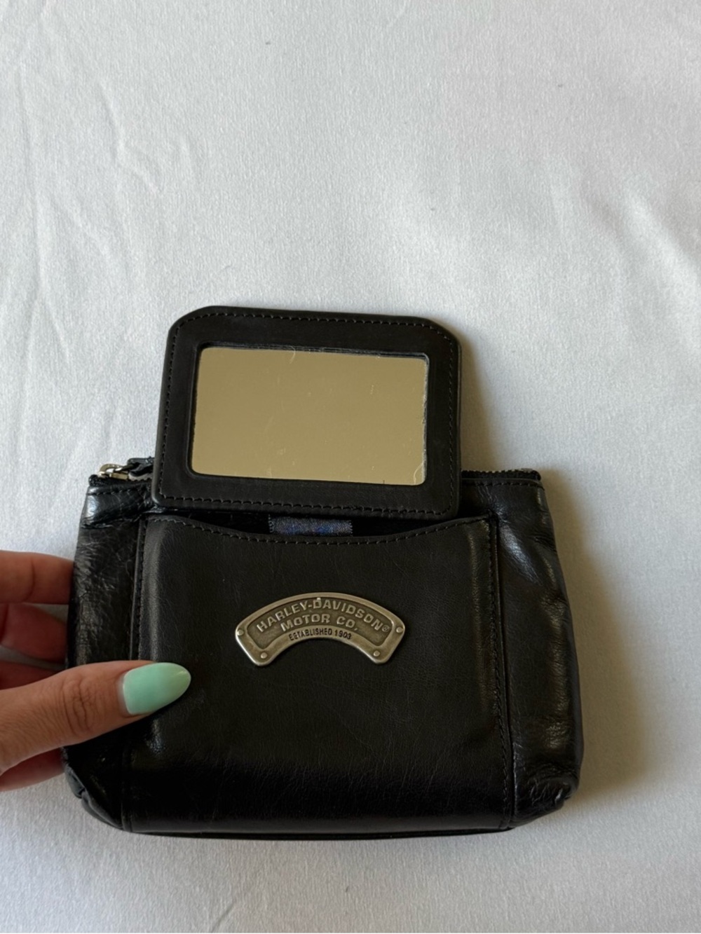 Harley-Davidson Black Leather Studded Flap Crossbody with Wallet - Picture 7 of 10